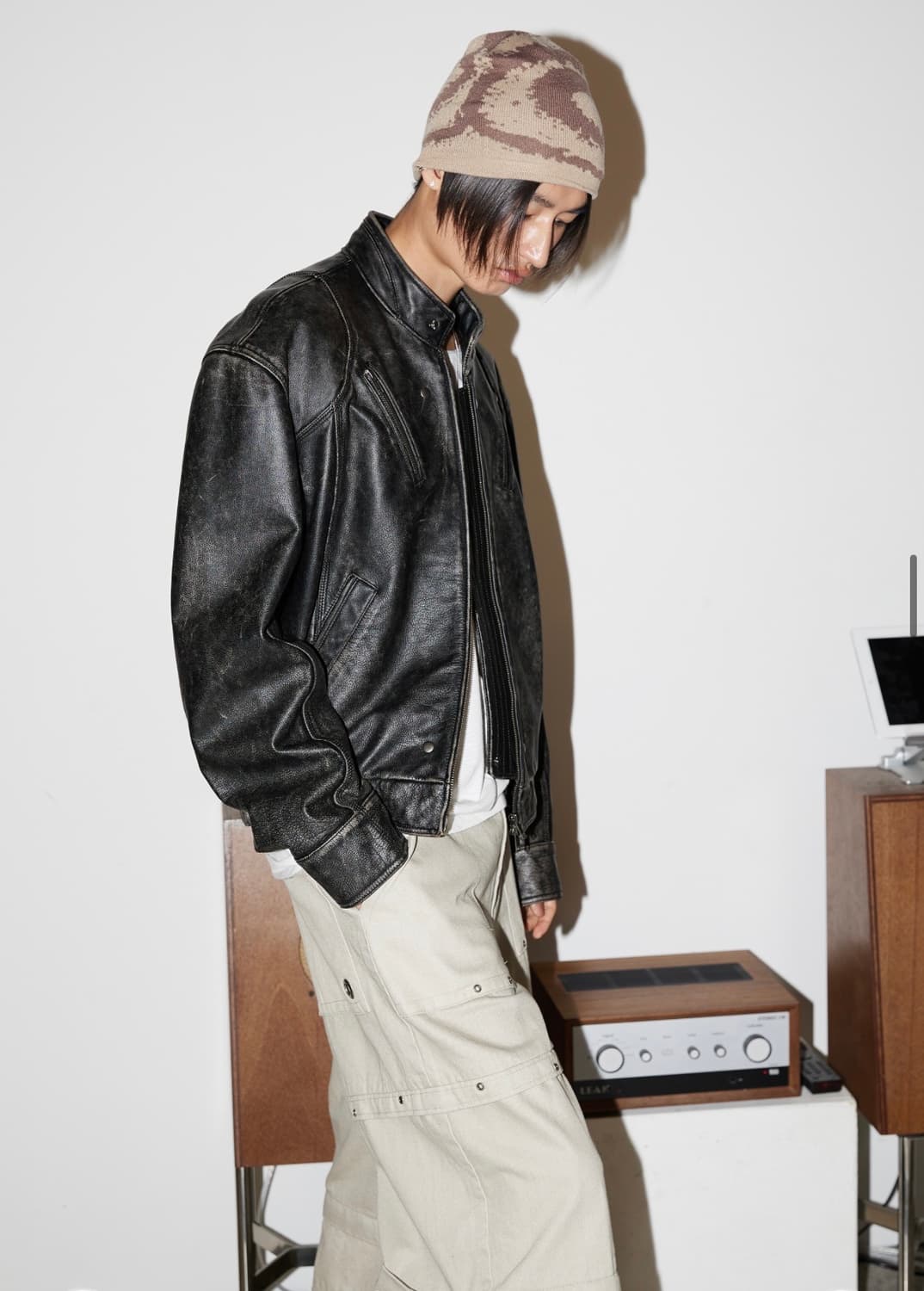 엘무드 스모커 카우하이드 바이커 레더 자켓 번트 블랙 상품이미지3