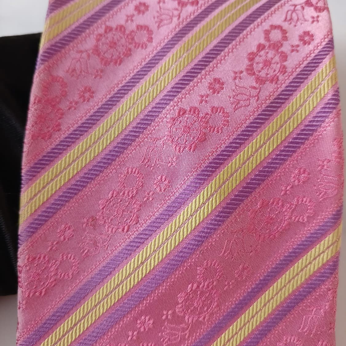 메트로시티 실크 핑크 스트라이프 플로럴 넥타이 9cm A등급 A19094 상품이미지6