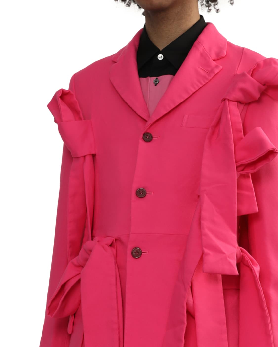 새상품 꼼데가르송 옴므플러스 핑크리본 코트 XS 상품이미지5