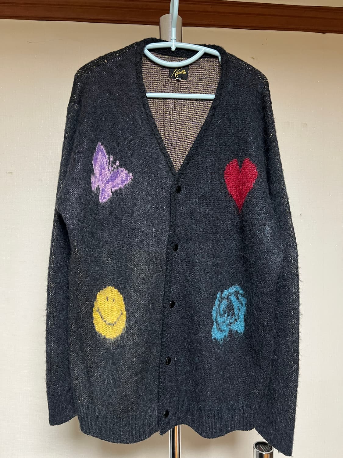 유일매물 L) 니들스 스튜디오스 모헤어 빠삐용 가디건 블랙 상품이미지1