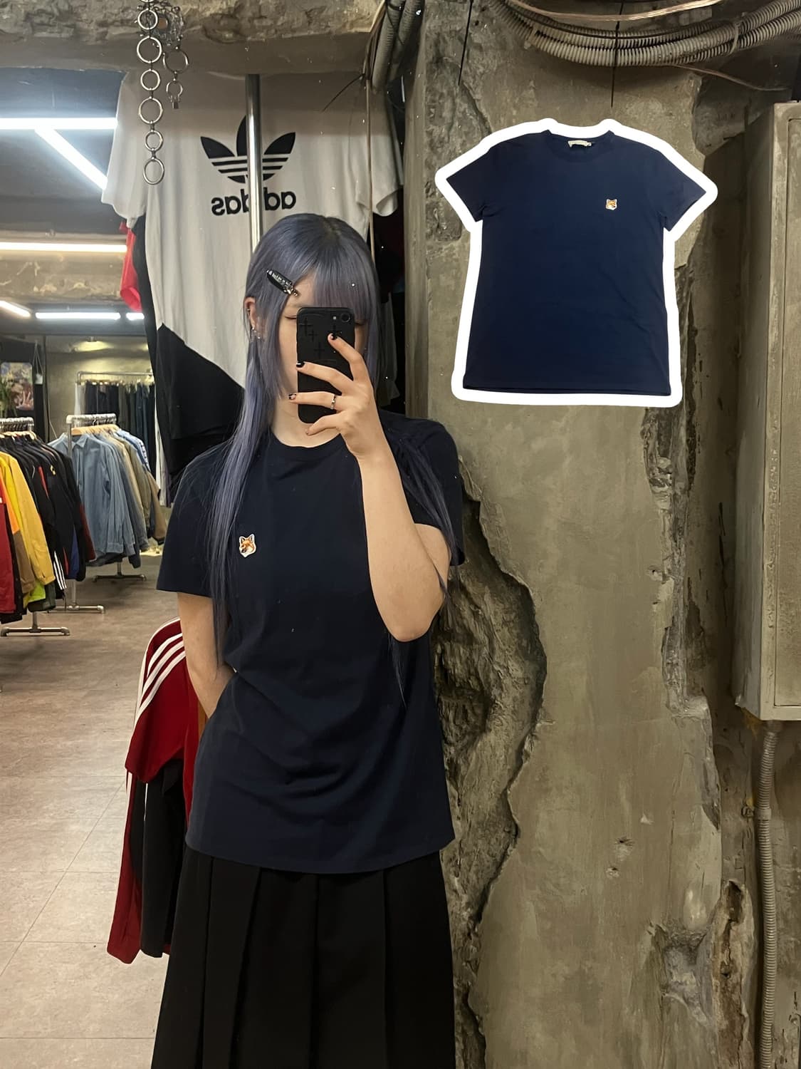 메종키츠네 반팔 티셔츠 네이비 XS #csz2330 상품이미지1