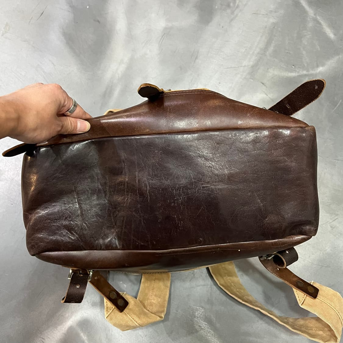  더블알엘 캔버스 레더 백 y14578 상품이미지5