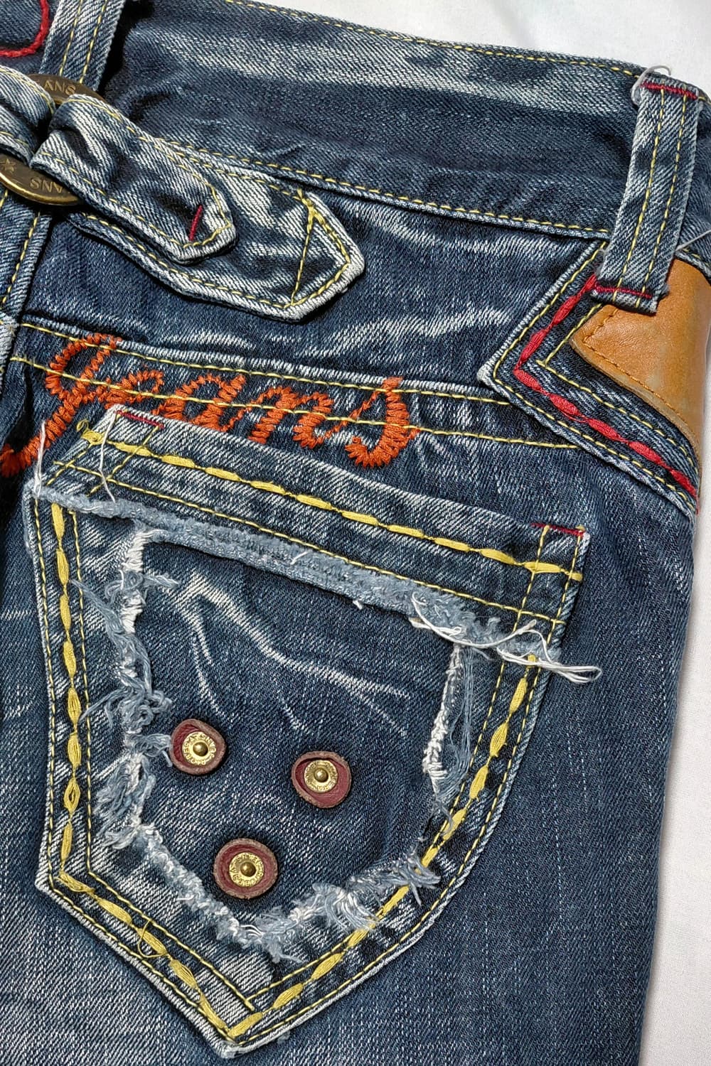 [25] 리오베라(Riobera) 자수 포인트 빈티지 데님 팬츠 상품이미지10