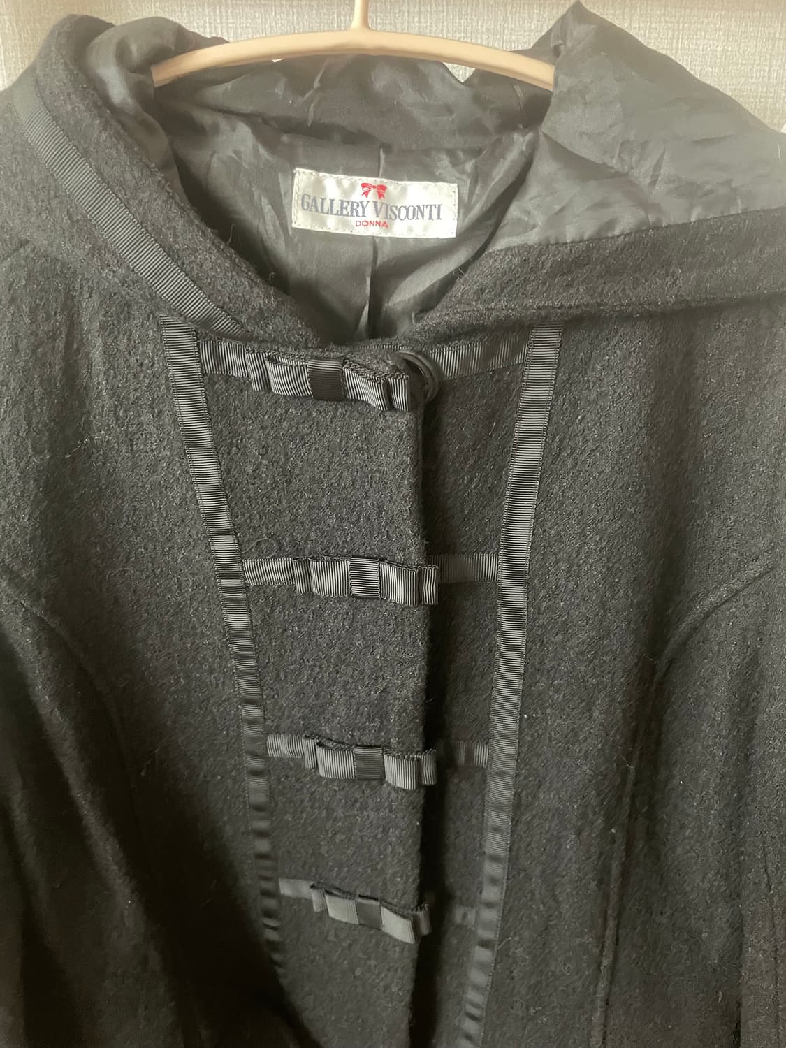 모리걸 빈티지 리본 후드 블랙 코트 🖤🎀 상품이미지3