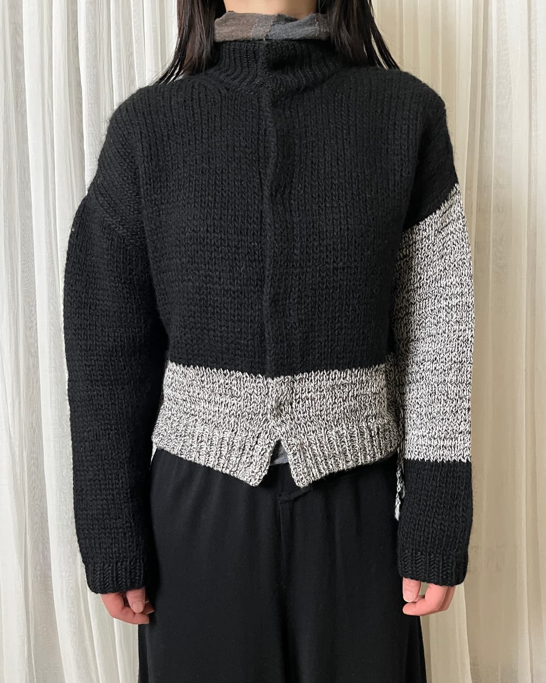 요지야마모토 컬러블록 니트자켓 yohji yamamoto 가디건 상품이미지1