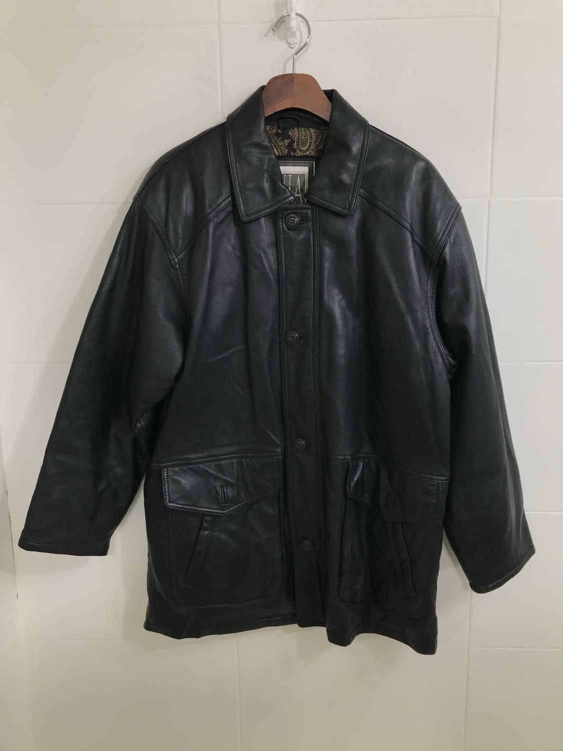 빈티지 레더 버튼 집업 가죽 자켓 상품이미지4