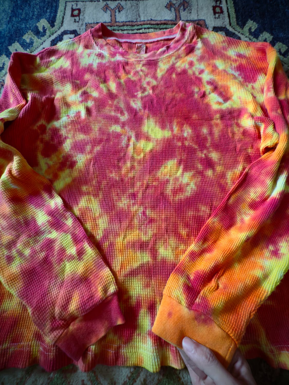 Flame burn tie-dye Waffle knit (USA) 상품이미지1