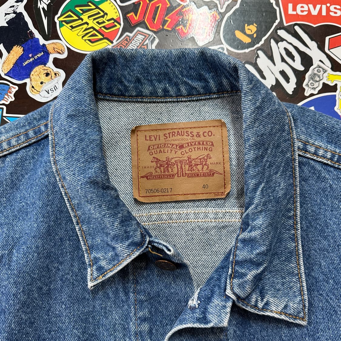 90s USA 리바이스 70506-0217 데님 트러커 자켓 40 상품이미지8
