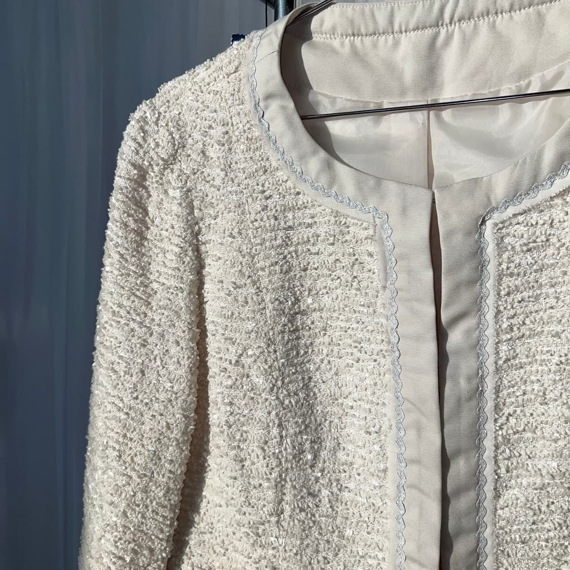 [하객룩 백화점퀄]화이트 펄 트위드 자켓 아이보리 상품이미지5