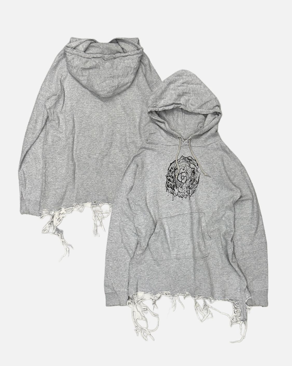 distressed hem printing hood dress 상품이미지1