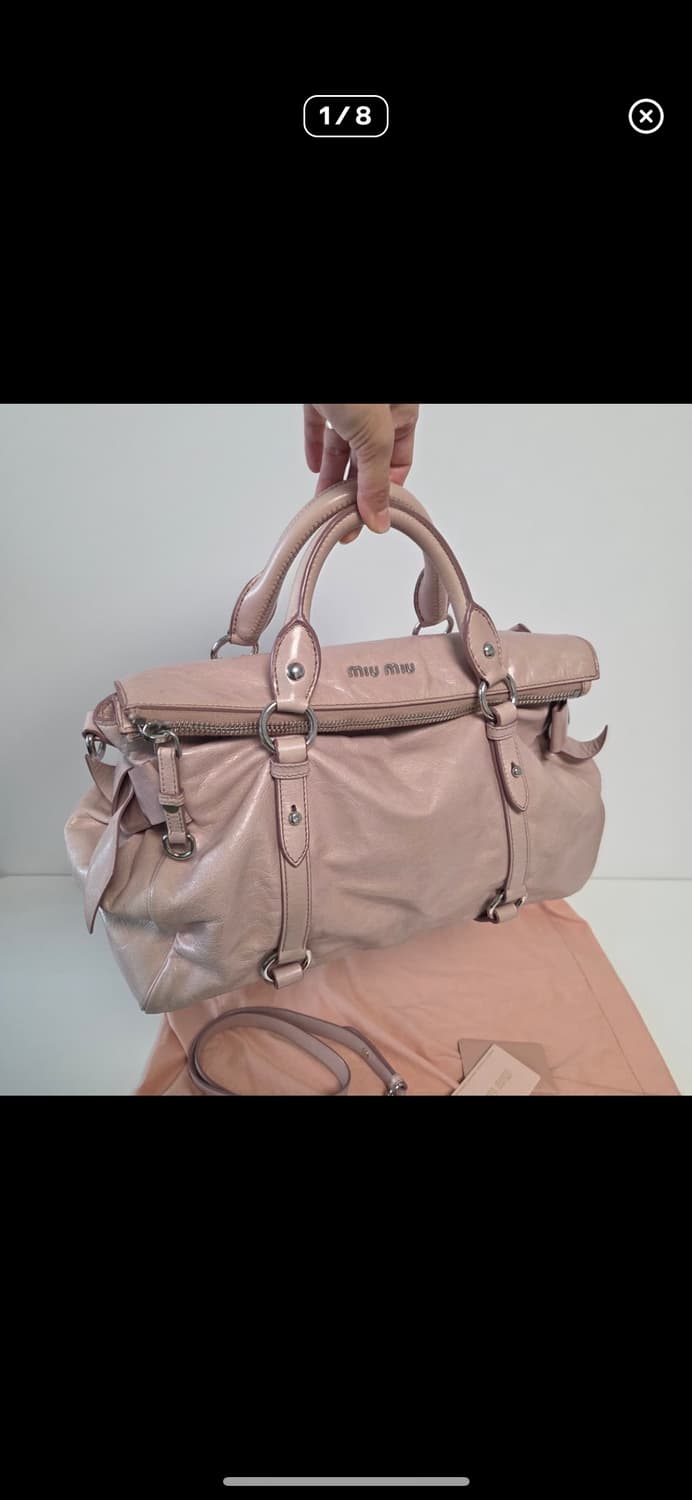 miumiu 미우미우 정품 보우 사첼백 은장 인디핑크 39 토트백 크로스 상품이미지1