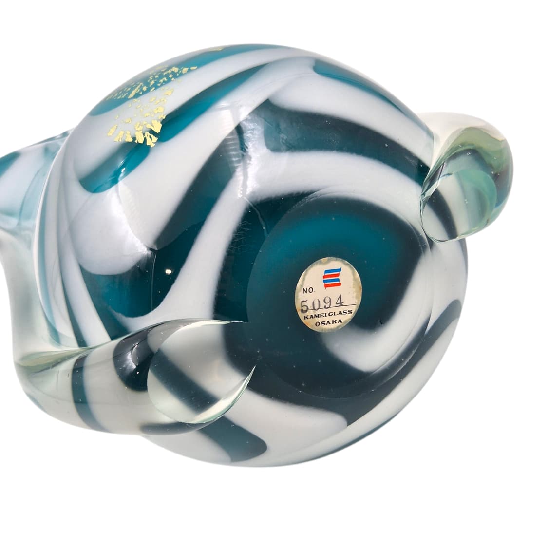 70s 카메이 핸드블로운 아쿠아 돌고래 대형 화병 상품이미지5