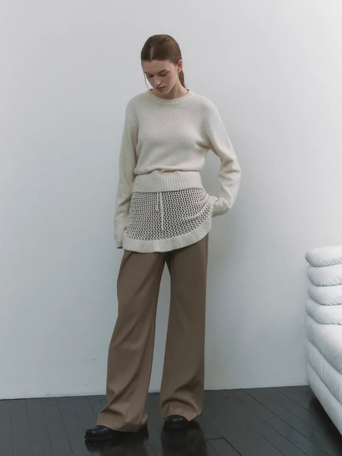 아워코모스 1320 netting skirt set up knit 상품이미지3