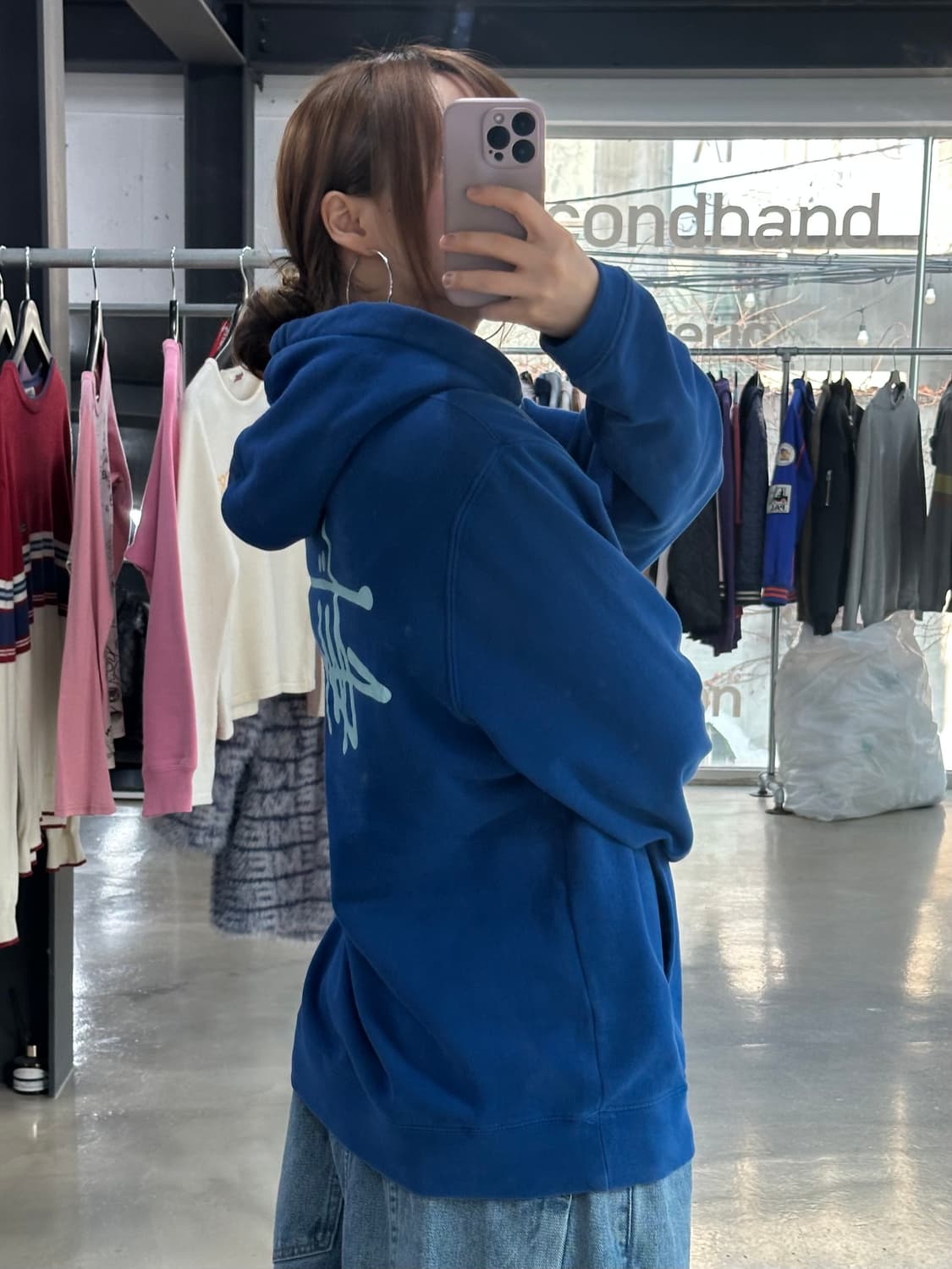 스투시 빅로고 블루민트 후드티 상품이미지5