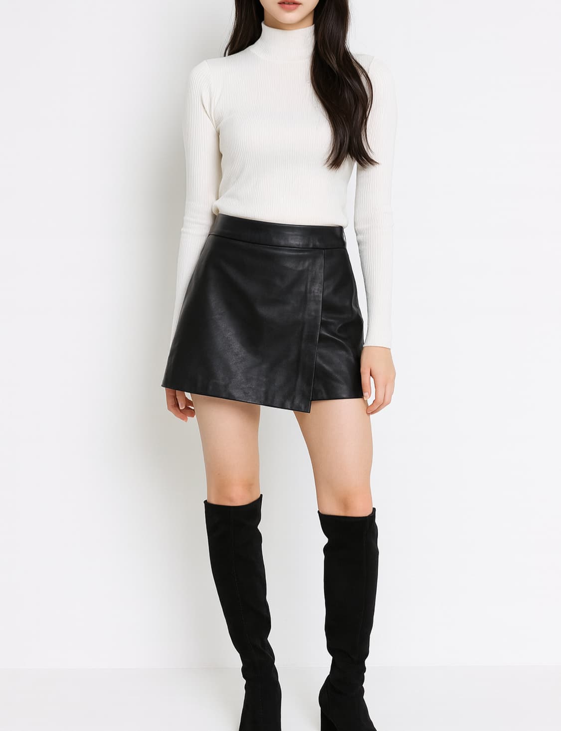 자라 블랙 레더 랩 바지 미니스커트_L 상품이미지1