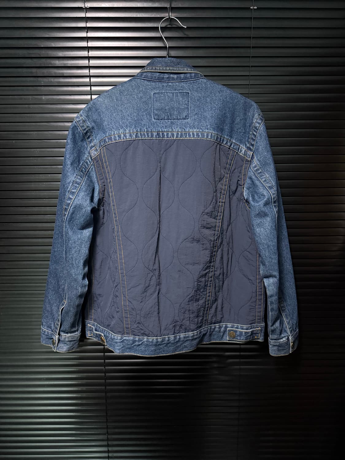 트루릴리젼 누빔 데님 믹스 트러커 청 자켓 네이비 남색 깔깔이 100 L 상품이미지6