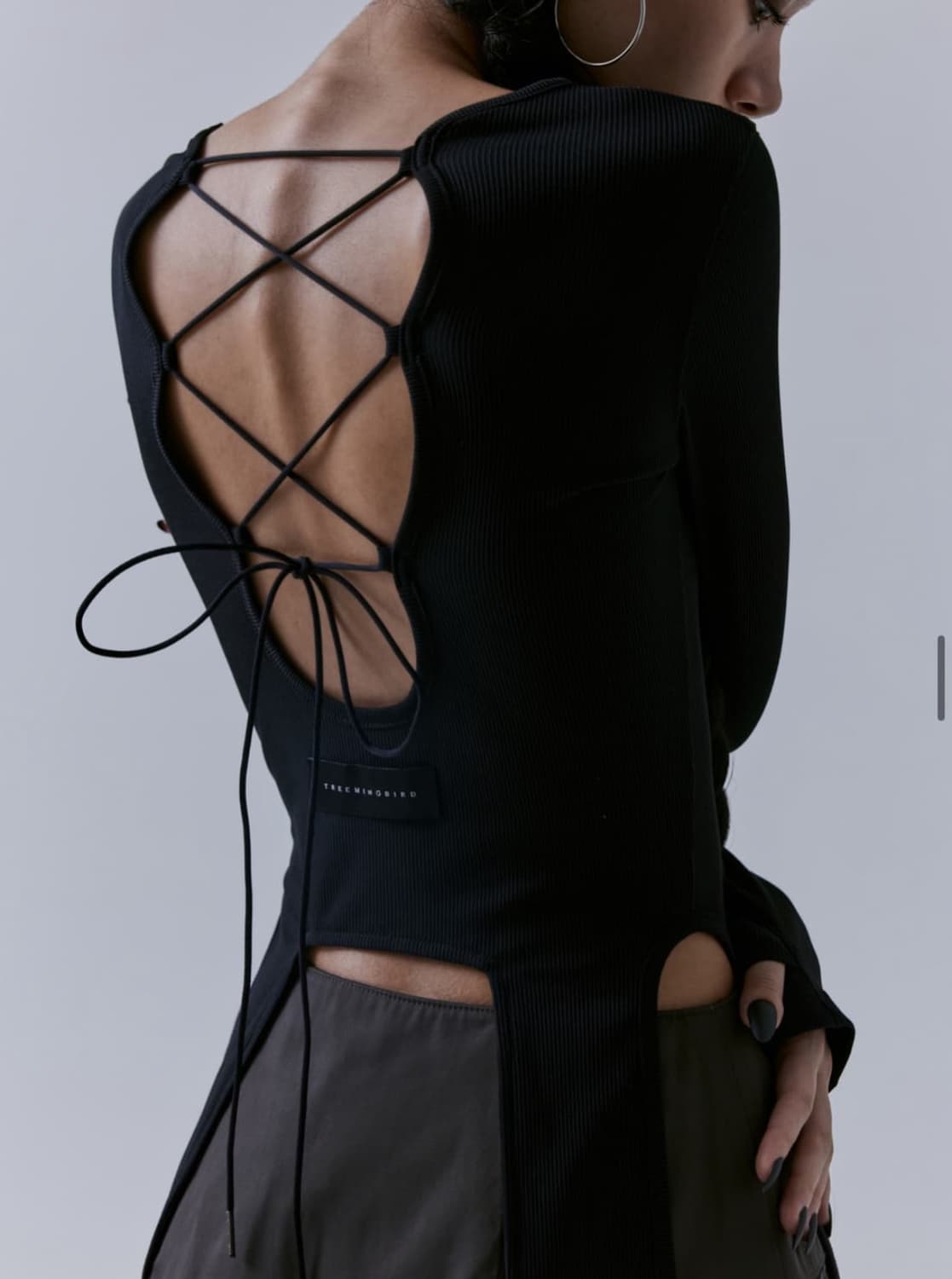 오늘만)Back-less Strap Long Sleeve[Black] 상품이미지1