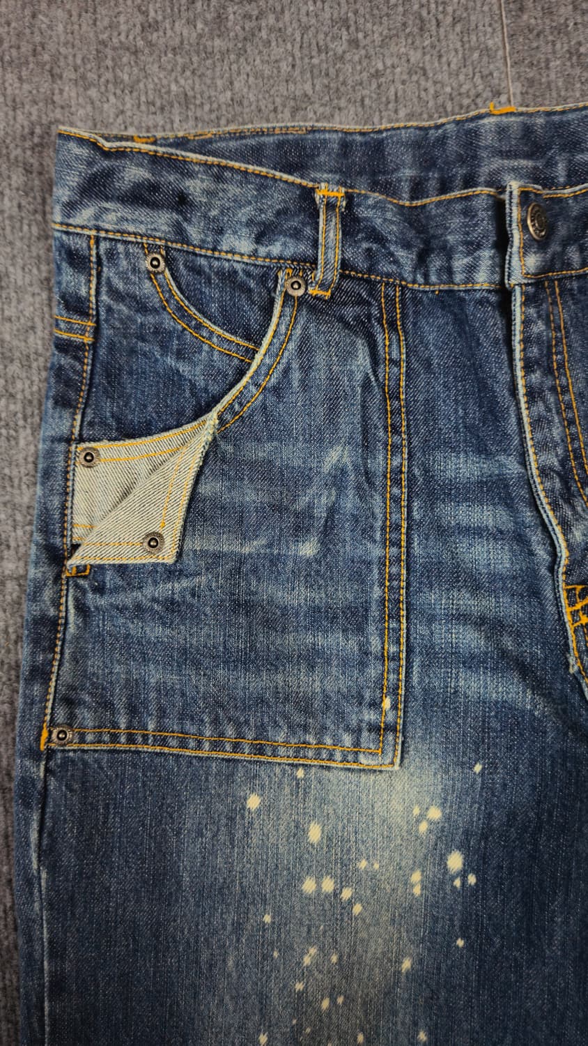 트윈보이즈 스타일 빈티지 워싱 페인팅 데님 팬츠 급처 상품이미지2