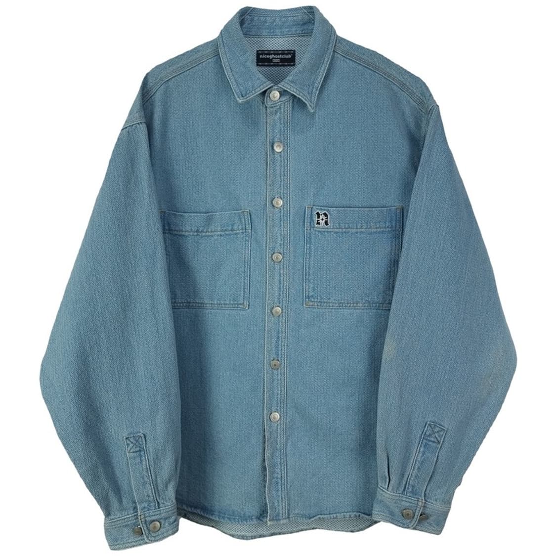 [나이스고스트클럽] 오버사이즈 자수 데님 셔츠 M18682 상품이미지2