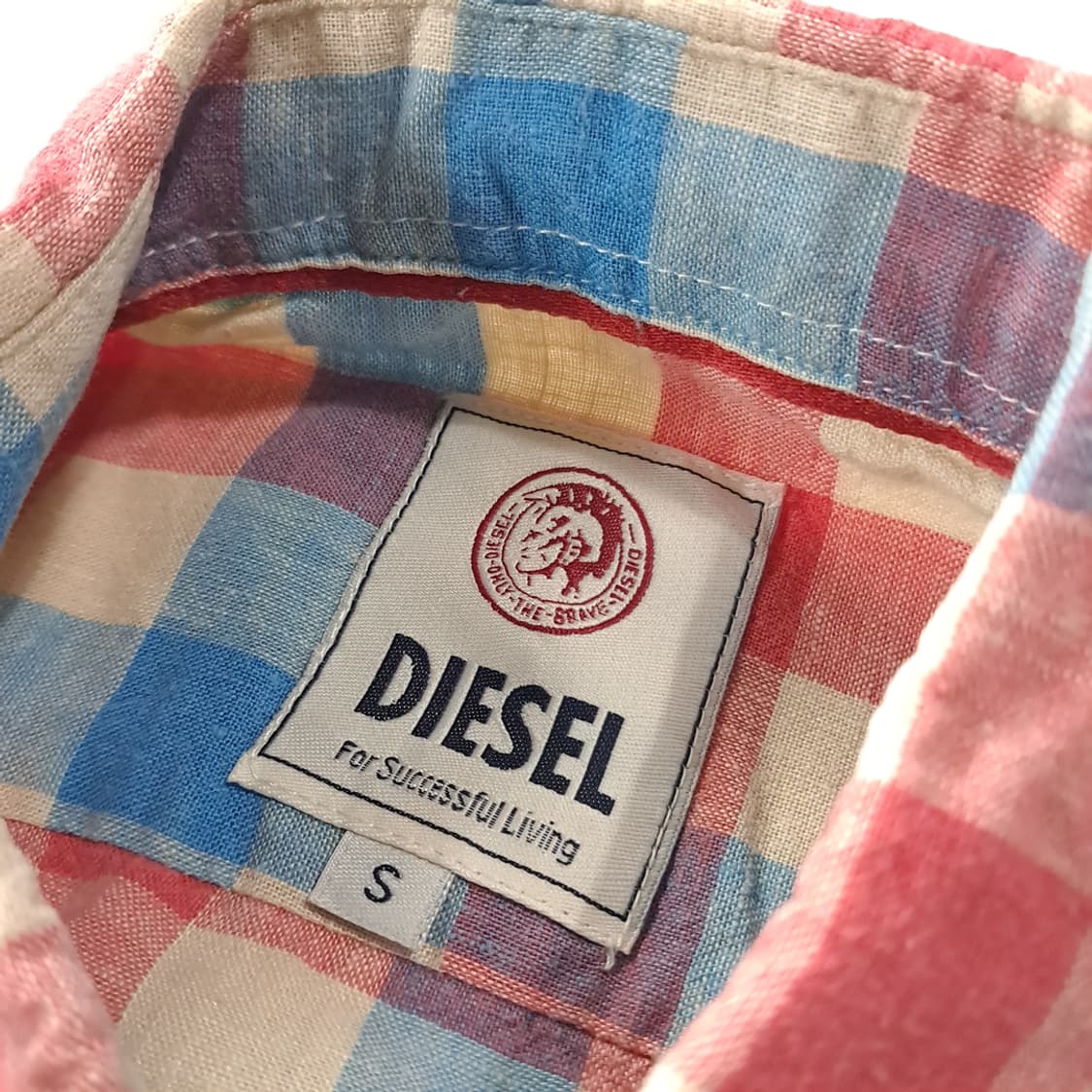 CK364 S 디젤 00s 코튼린넨 깅엄체크 셔츠 남방 상품이미지3