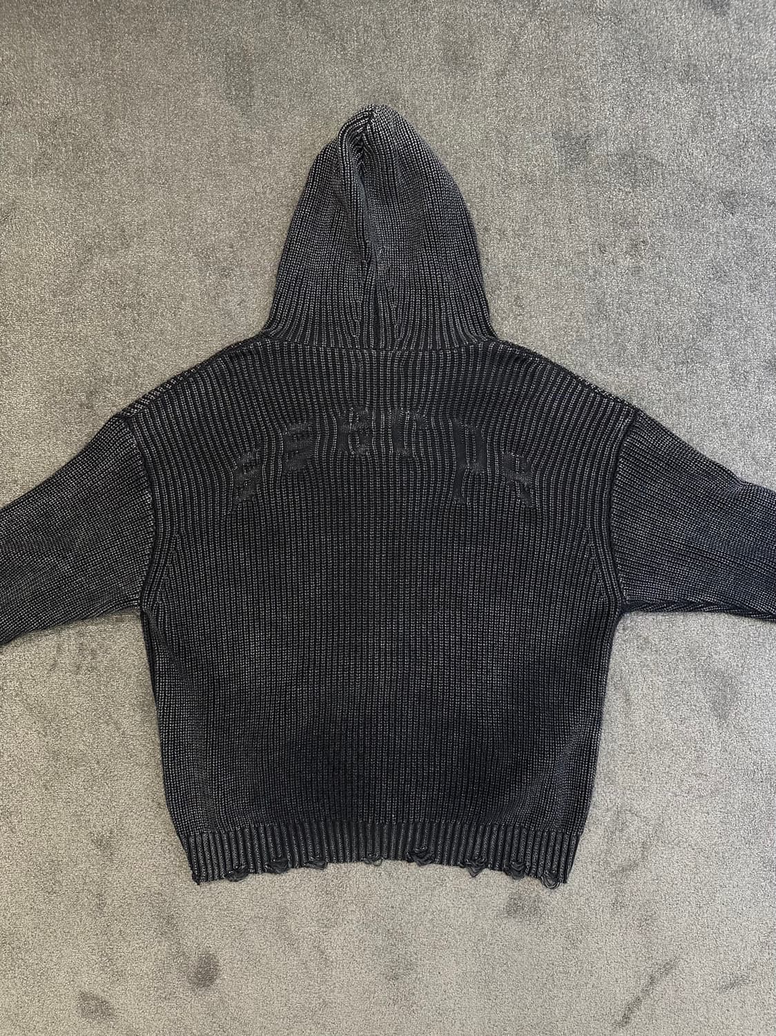 adaess 블랙 니트 집업 후드 L (오버핏) 상품이미지4