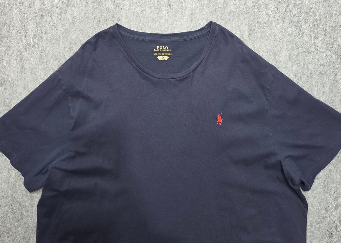 폴로 랄프로렌 베이지 라운드넥 네이비 반팔티 2XL 상품이미지3