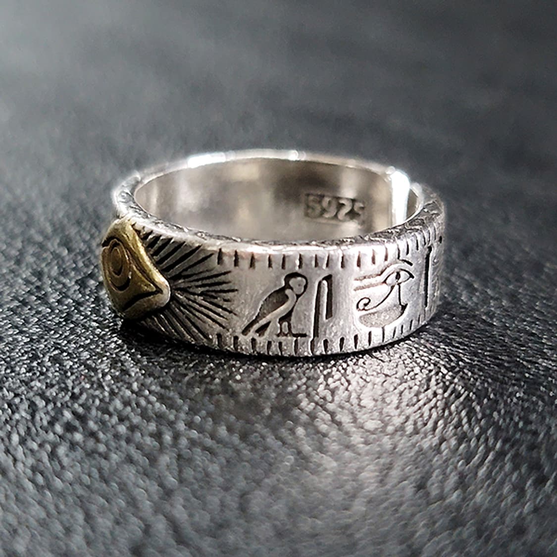 Solivis 실버 남자 엔틱 빈티지 명품 고대 일루미나티 눈 반지 상품이미지3