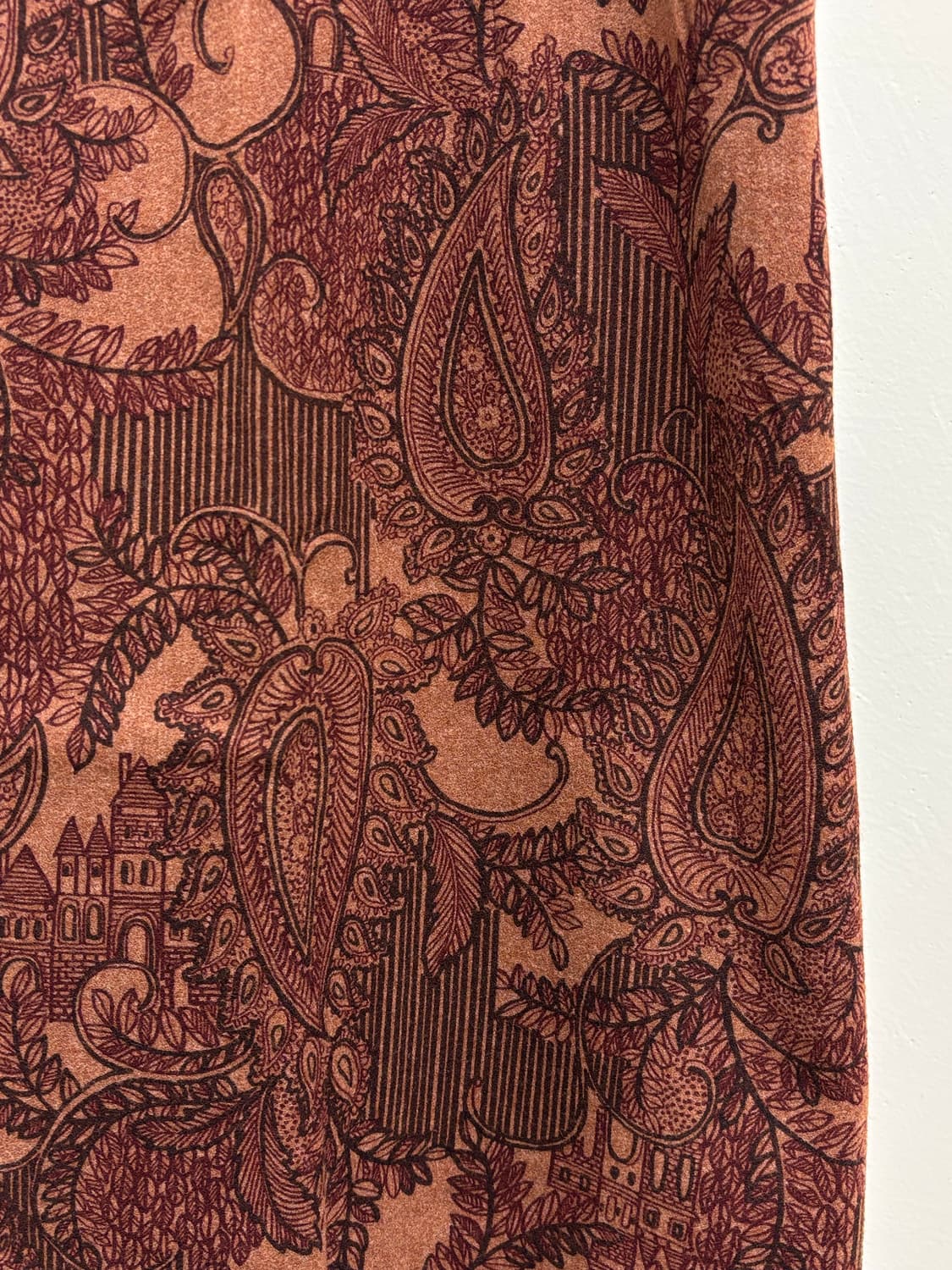 빈티지 오리엔탈 브라운 미디 스커트 상품이미지5