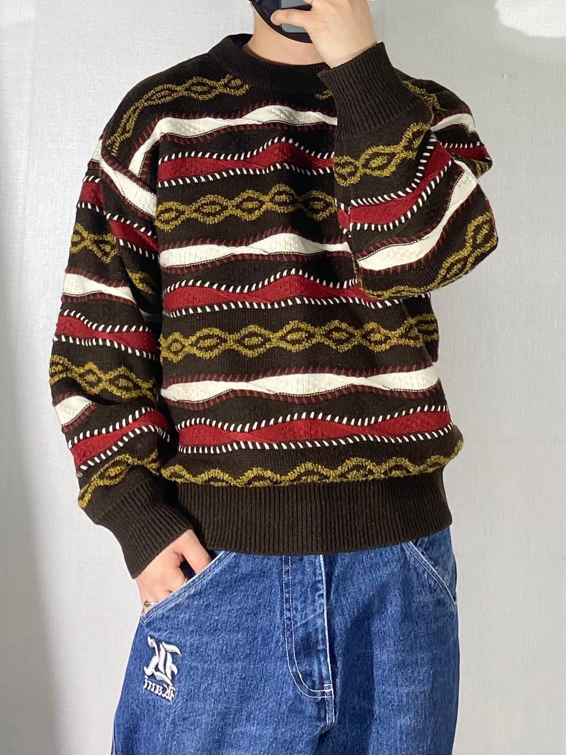 [L] Vintage 빈티지 브라운 케이블 니트 상품이미지8