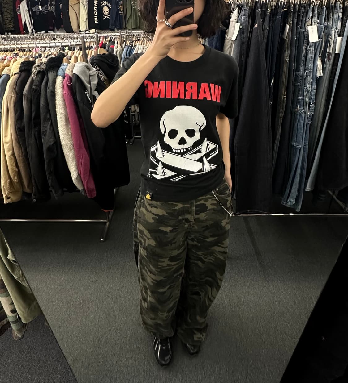 M)Kinnikuman 빈티지 Junkman 스컬 프린팅 반팔 상품이미지2