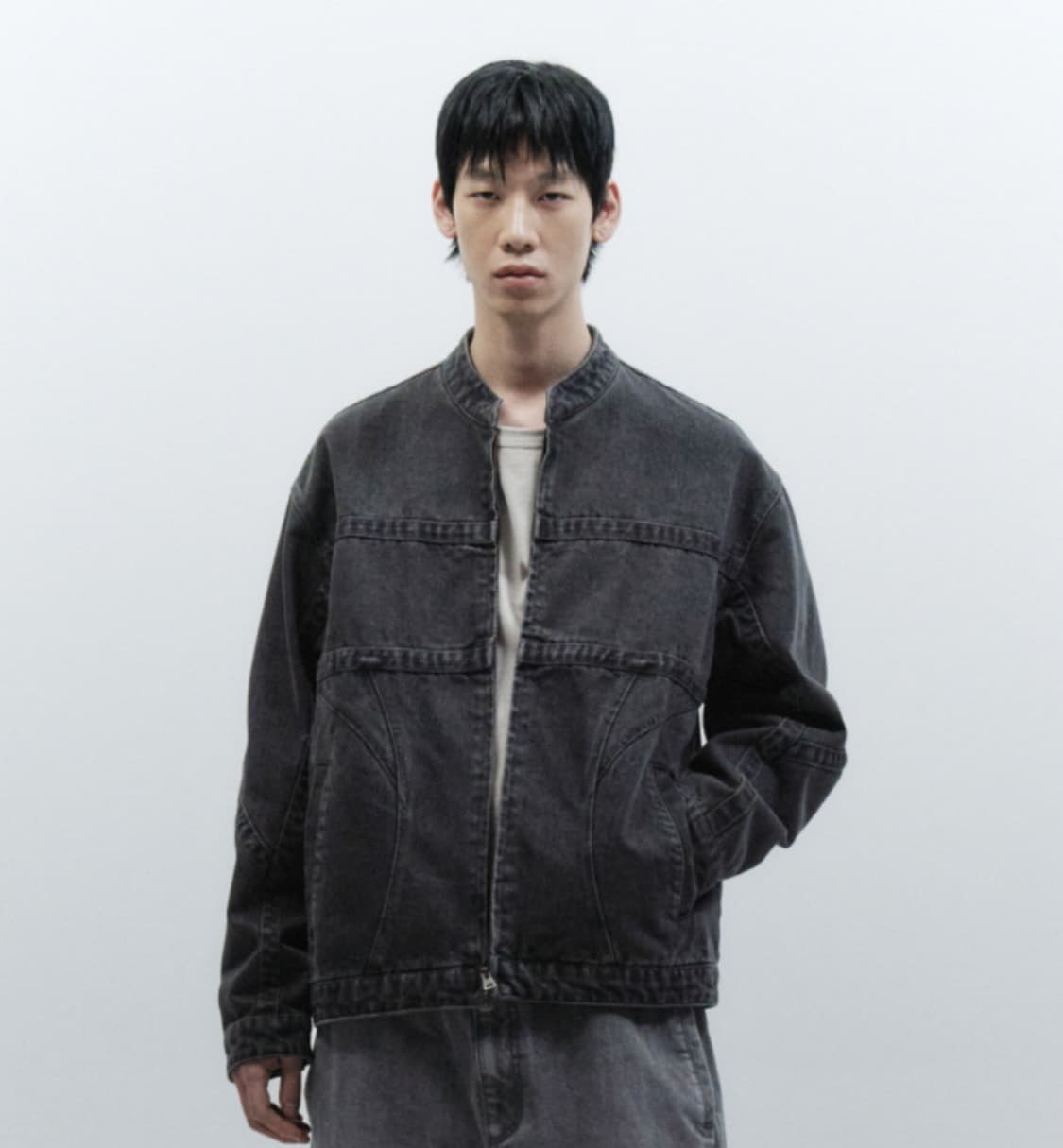 인사일런스 디바이드 패널 데님 바이커 자켓 BLACK L사이즈 상품이미지1