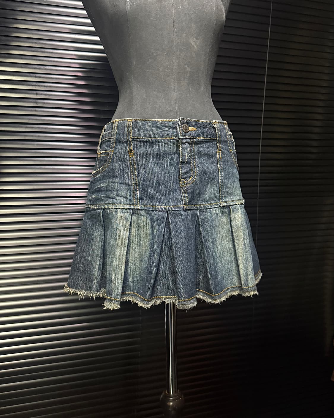 YA2 워싱 데님 플리츠 주름 스커트 치마 29 갸루 로리걸 고스 펑크  상품이미지1