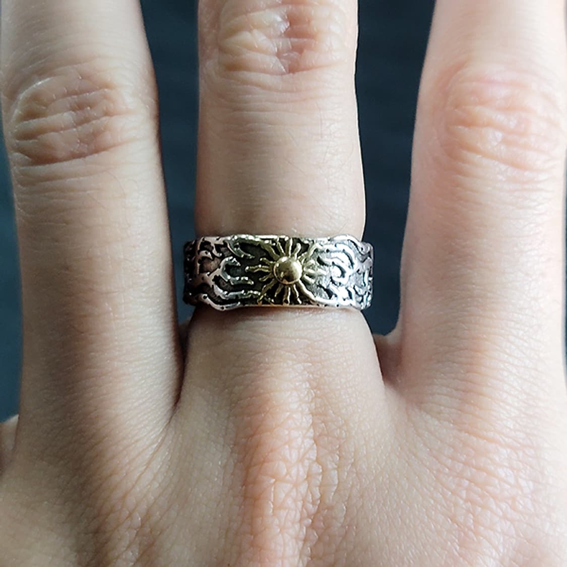 Ignael 백동 남자 엔틱 빈티지 명품 고대 양각 태양 반지 상품이미지9