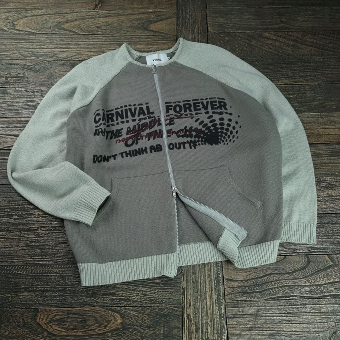 [엑스톤즈] 오버사이즈 그래핏 집업 니트 가디건 M18805 상품이미지1