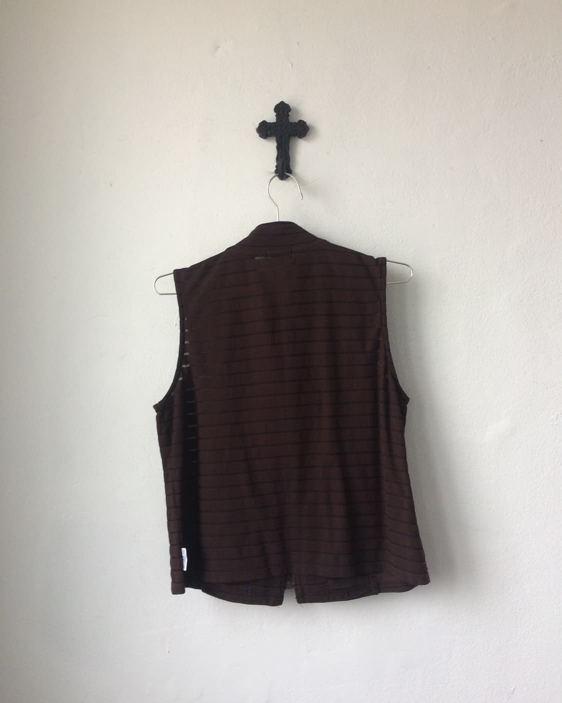 Stripe pattern high neck zip up vest 상품이미지3
