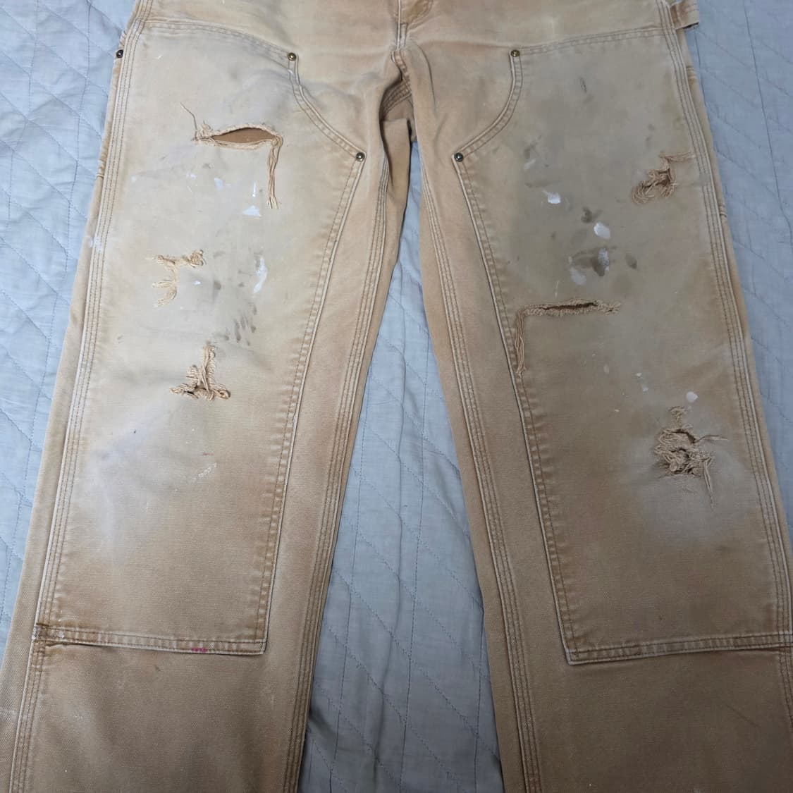 [33X36] 빈티지 칼하트 더블니 B136 BRN 워크팬츠 트래쉬드 상품이미지3