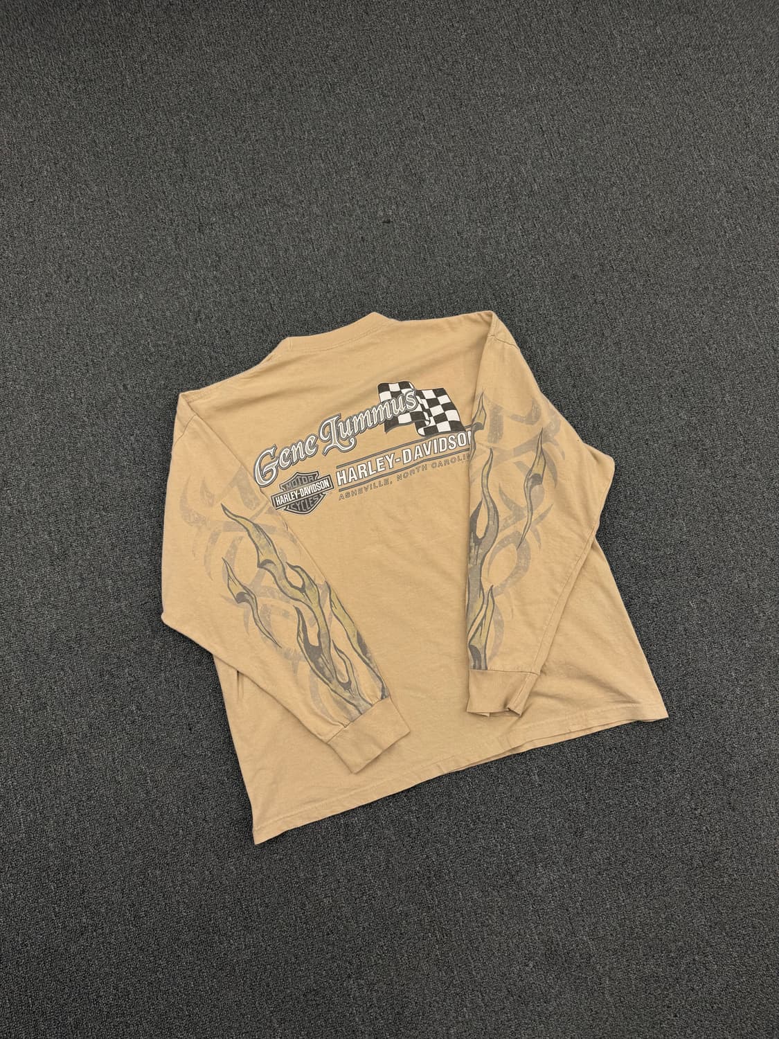 L)00’s할리데이비슨 빈티지 플레임 프린팅 베이지 롱슬리브 상품이미지7