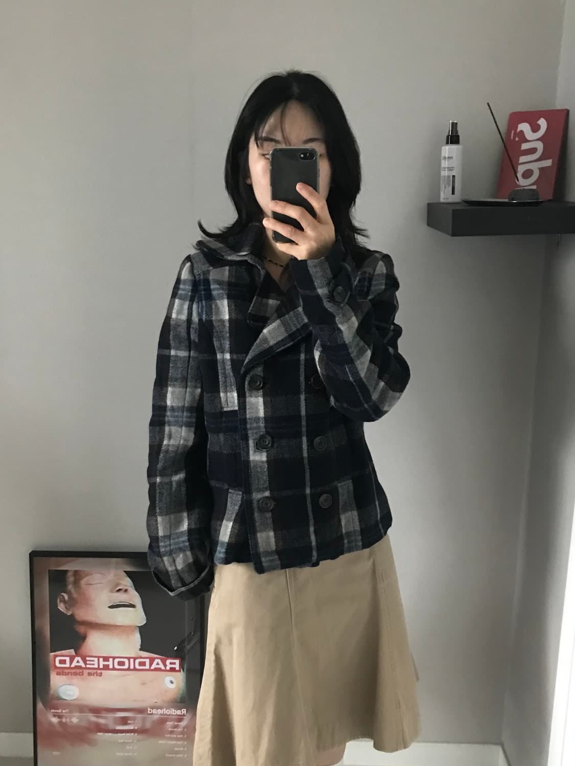 아베크롬비 타단체크 카라 숏코트 안감 누빔 상품이미지4