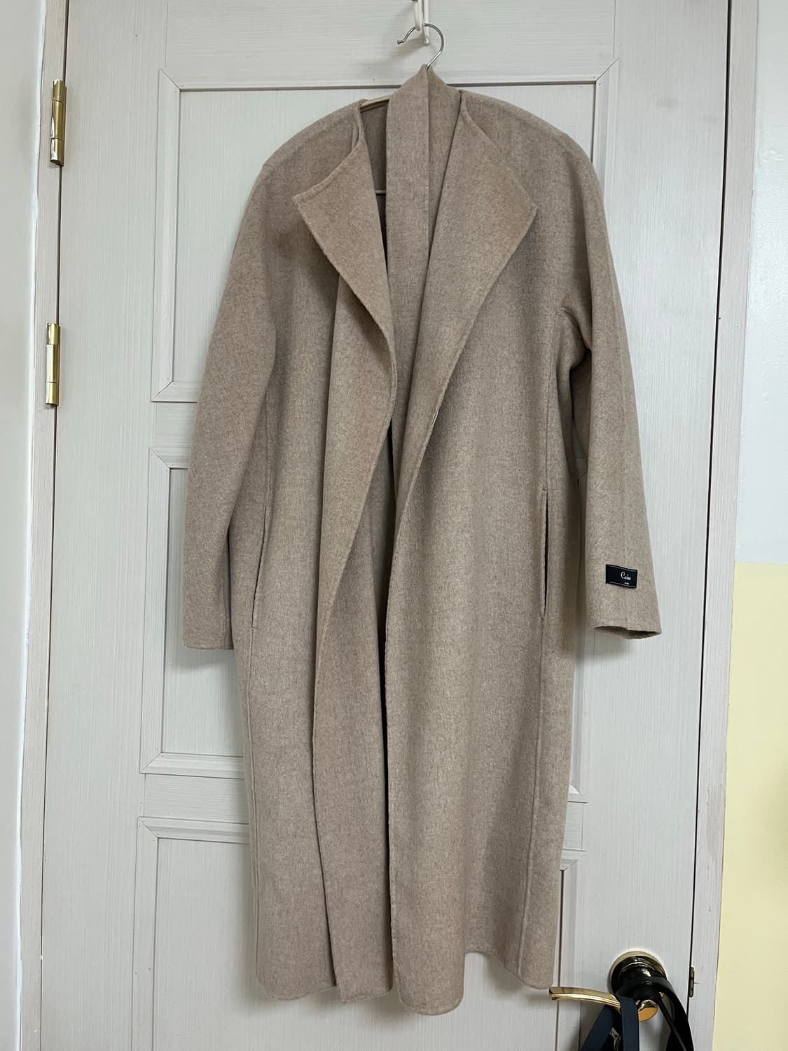 캐시미어 울100 핸드메이드 코트 오트밀베이지 상품이미지1