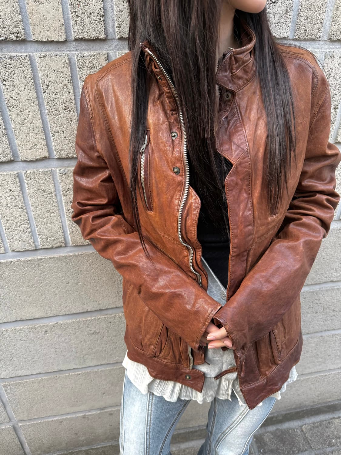 램스킨 브라운 레더 자켓 상품이미지6