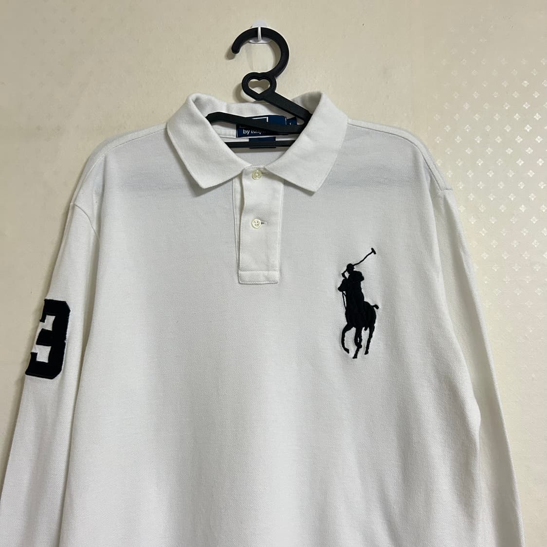 폴로 랄프로렌 신형 빅포니 치프키프 넘버 로고 긴팔 카라 티셔츠 화이트  상품이미지5