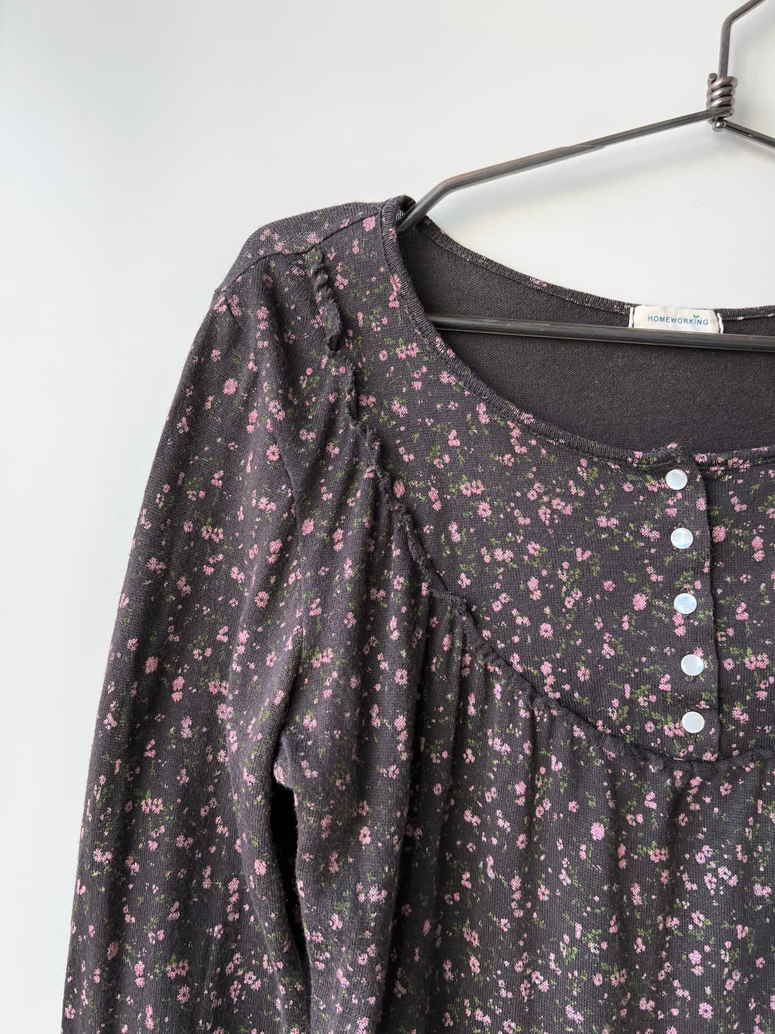 브라운 플라워 슬리브 탑 상품이미지3