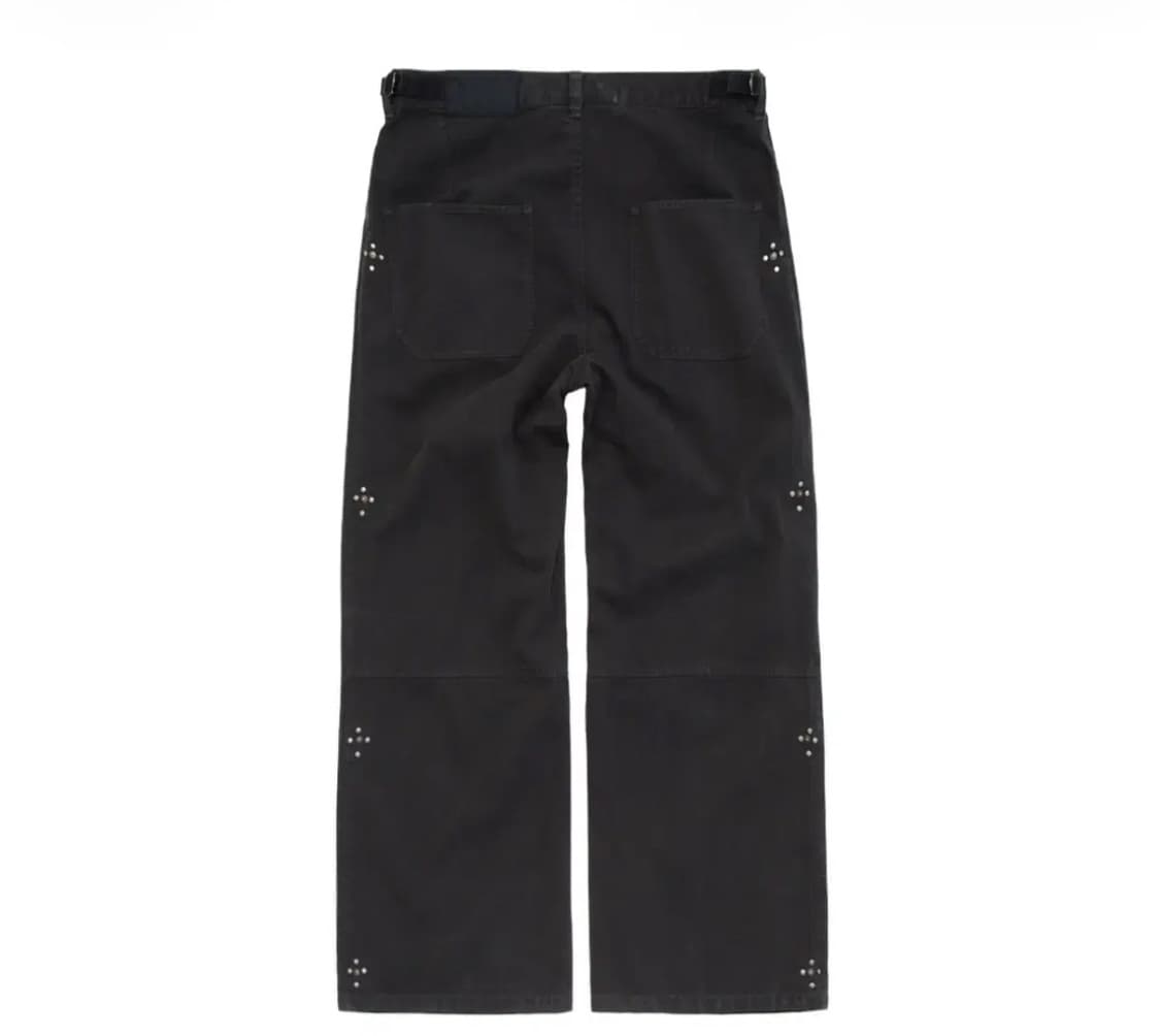 폴리테루 1011 고시마 데님 팬츠 리벳 플라워 워시드 블랙 상품이미지1