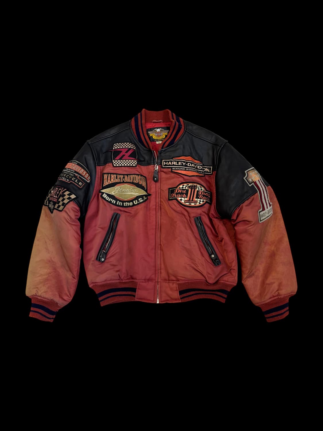 할리데이비슨 레이싱 패치 나일론 & 레더 봄버 상품이미지1