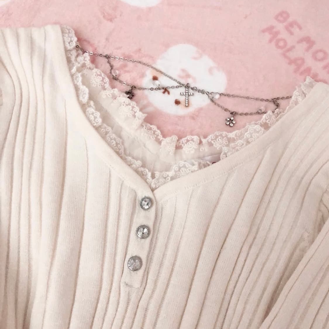 화이트 글리터 레이스 니트 긴필티 히메갸루 오네갸루 리즈리사 서냥님 상품이미지2