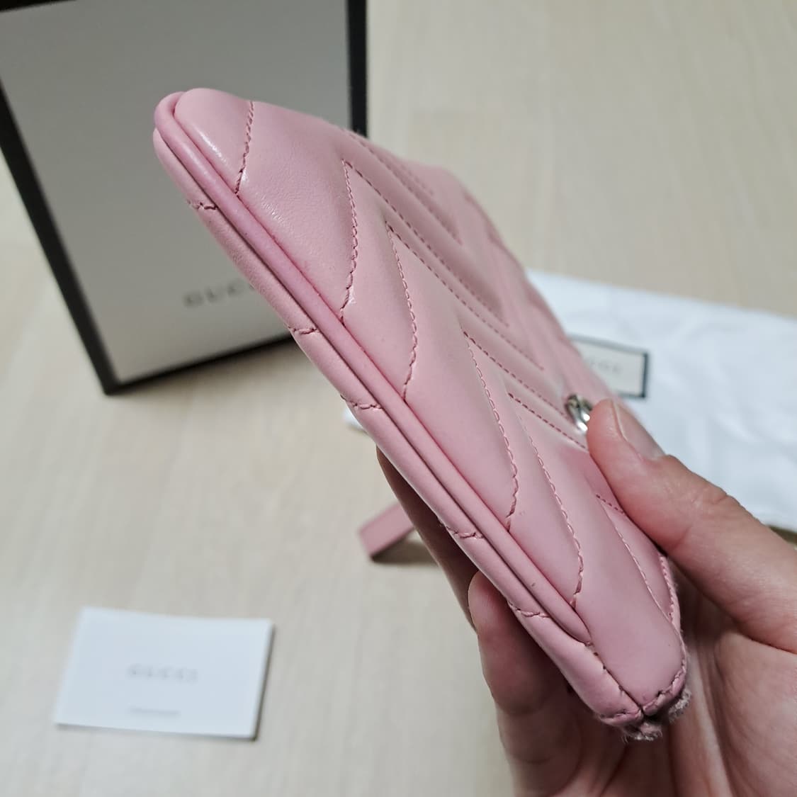 [100%/정품] 구찌 GG 마몽 마틀라세 핑크 파우치, 구찌클러치 상품이미지6