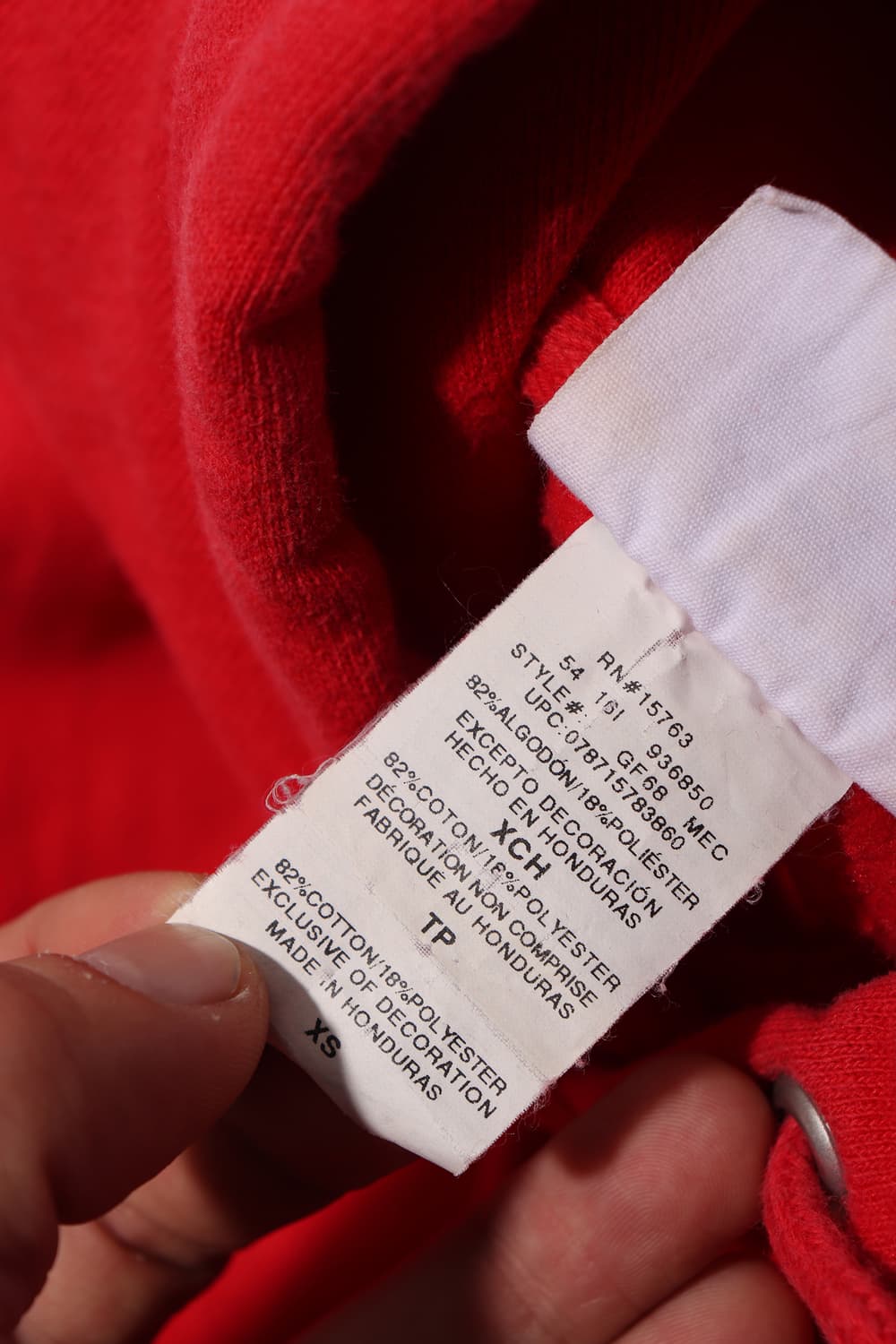 CHAMPION 리버스 위브 레드 기모 티셔츠 women XS 상품이미지6