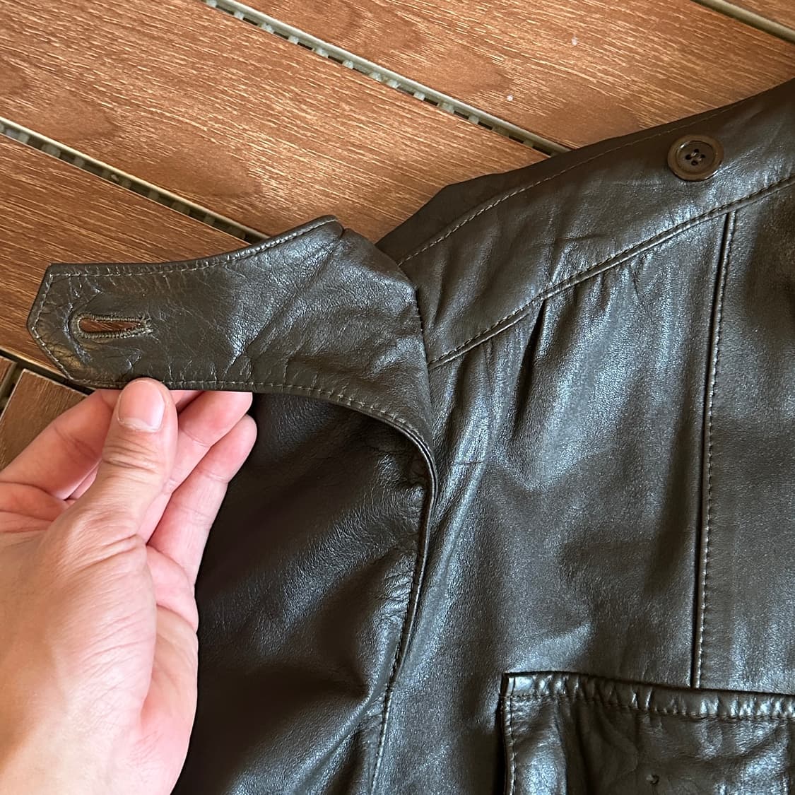 Vintage cowhide leather safari jacket 상품이미지6