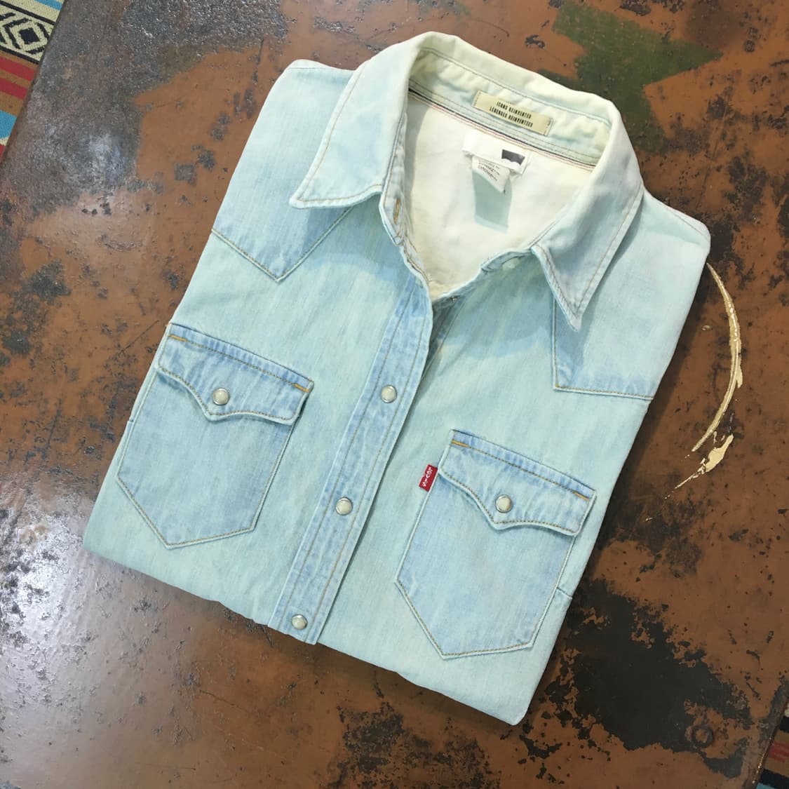 리바이스 그린 톤 연청 데님 웨스턴 셔츠 남성 97 여성 55 66 상품이미지1