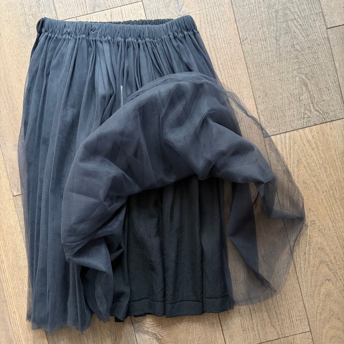 Tulle Docking Wool Shirring Skirt 상품이미지7